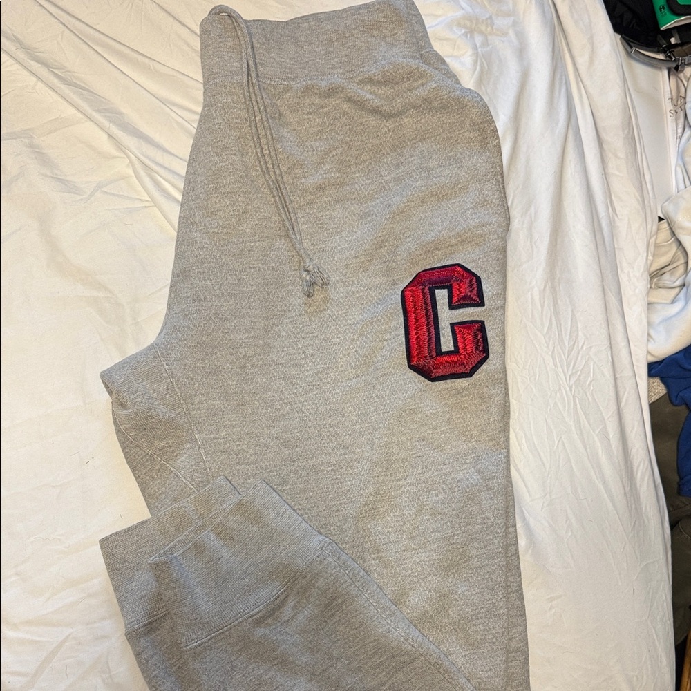 Champion Gray Sweatpants with Red Logo